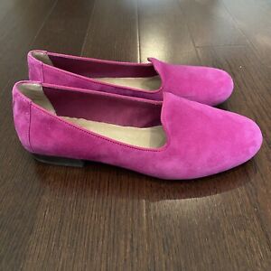ADAM TUCKER Pink Suede Leather Loafers Me Too Women's Size 8 'Yale'  Flats Shoes