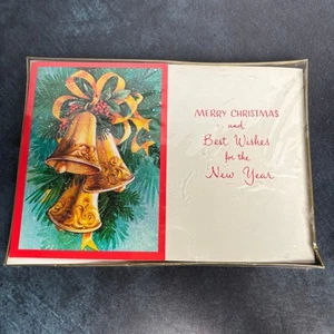 Vintage Sealed Box Of Carrington Christmas Cards Bells and Holly, Set of 20 - Picture 1 of 7