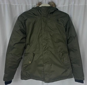 North Face Girls XL Black 550 Down Puffer Jacket Coat Hooded Parka Faux Fur Trim - Picture 1 of 12