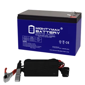 Mighty Max 12V 9AH GEL F2 Battery Replaces Vexilar FL-8SE GenzPack + 12V Charger - Picture 1 of 6