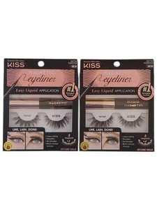 2Pack KISS Magnetic Eyeliner & Lash Kit, 82750 Tempt, Synthetic False Eyelashes - Picture 1 of 3