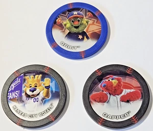 Lote de 3 2014 Topps Chipz Mascotas Órbita Azul Grapper Kansas City Royals - Imagen 1 de 7