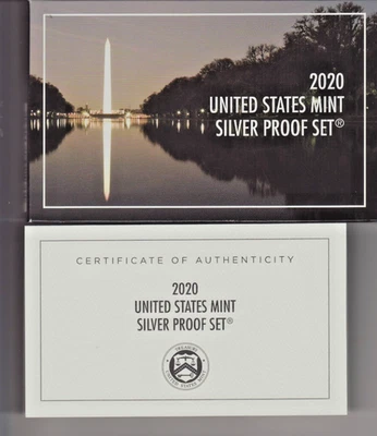 Juego de prueba de plata de Estados Unidos 2020 caja certificado de autenticidad y las 10 monedas Foto 1 de 4
