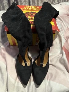 Jeffrey Campbell Size 5 Black Suede Cut Out / Over The Knee “Avril” Boots - Picture 1 of 16