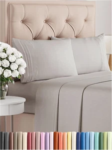 Queen Size 4 Piece Sheet Set - Comfy Breathable & Cooling Bed Sheets Set - Hotel - Picture 1 of 12
