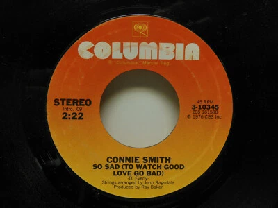Connie Smith: So Sad (To Watch Good Love Go Bad) / Constantly, 45 RPM VG+ (C6)  - Image 1 of 2