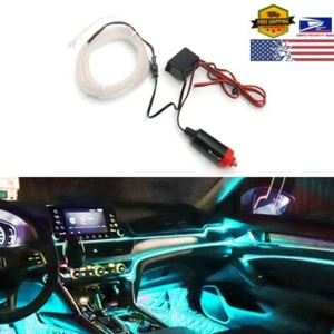 Tira de luces de neón con alambre EL brillante atmósfera LED interior de automóvil 2M - Imagen 1 de 12