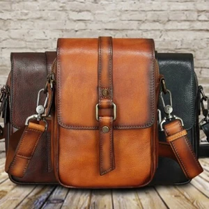 Genuine Leather Small Purses for Women Men Crossbody Shouer Bag Phone Bag Pouch - Picture 1 of 13