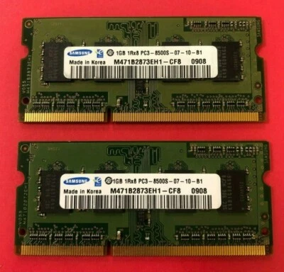 🟩Samsung 2GB (2X1GB) 1Rx8 PC3-8500S Laptop Memory RAM  M471B2873EH1-CF8  - Image 1 of 2