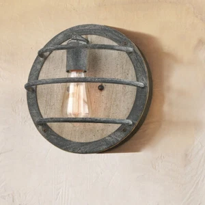 Rustic Farmhouse Oak Wooden Wall Sconce Flush Mount Kitchen Stair Wall Lighting - Picture 1 of 5