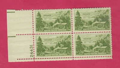 US SCOTT 999   3¢ NEVADA SETTLEMENT  MINT  NH   PLATE BLOCK    1951 - Image 1 of 2