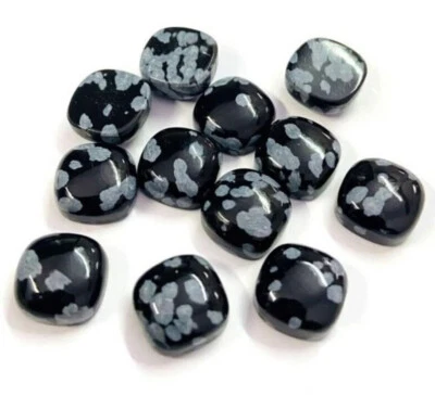 [ATACADO] FLOCO DE NEVE NATURAL CABOCHÃO OBSIDIANA FORMATO ALMOFADA PEDRA PRECIOSA solta - Imagem 1 de 3