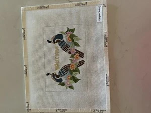 Unique Choice #604 Pair Of Quail Welcome Hand Painted Needlepoint Canvas - Picture 1 of 4