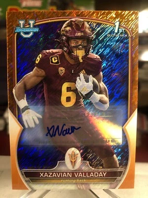2022 Bowman 1st Xazavian Valladay AUTO RARE Orange Refractor Rookie RC SSP /25 - Image 1 of 2