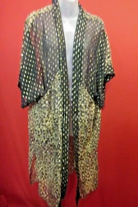 STEVE MADDEN Sheer Leopard Print Gold Metallic Spotted Coat Caftan One Size - Picture 1 of 6