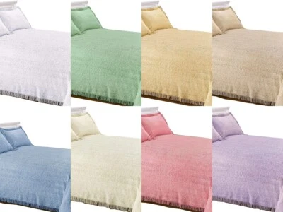 Candlewick Bedspread Traditional Bed Throw in 8 Colours Pillowshams Available - Image 1 of 4