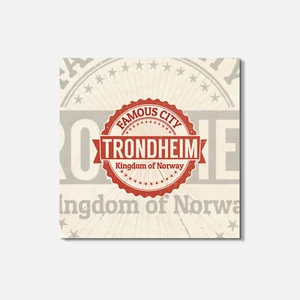 Trondheim Norway Grunge Travel City 4'' X 4'' Square Wooden Coaster - Picture 1 of 3