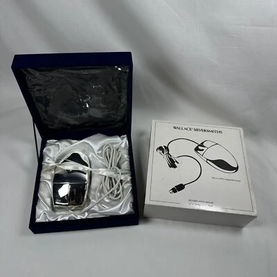 Wallace Silversmith Silver Plated 2-Button PS/2 Mouse MUO6P Blue Velvet Box 90s - Image 1 of 4