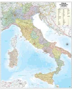 Carta GEOGRAFICA MURALE "ITALIA" 67 X 85 cm BELLETTI cartina murale Amministrati - Picture 1 of 1