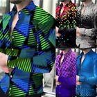 Männer Barock 3D bedrucktes Hemd mit Button Down Kragen und langen Ärmeln