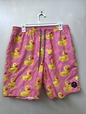 Neff Pink Swim Trunks Shorts  rubber duckies Size L Large - Image 1 of 4