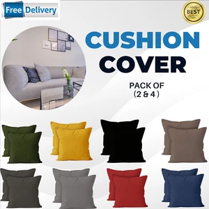 Pack 2 4 Velvet Cushion Covers or Filled Cushions Decorative Sofa Throw 18"x18" - Picture 1 of 14