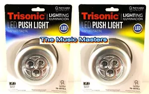 2X Battery Mini 3 LED Push On Off Light Utility Cabinet Closet Lighting Silver - Picture 1 of 12