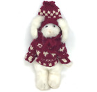 Vtg ?95 Boyds Bears Bunny Rabbit Diana 8" Cream Plush Christmas Sweater & Hat