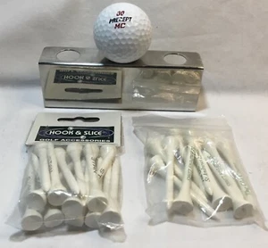 Golf lot metal 3-ball stand 1 new ball 15 new tees labeled "Stan", 10 other tees - Picture 1 of 5
