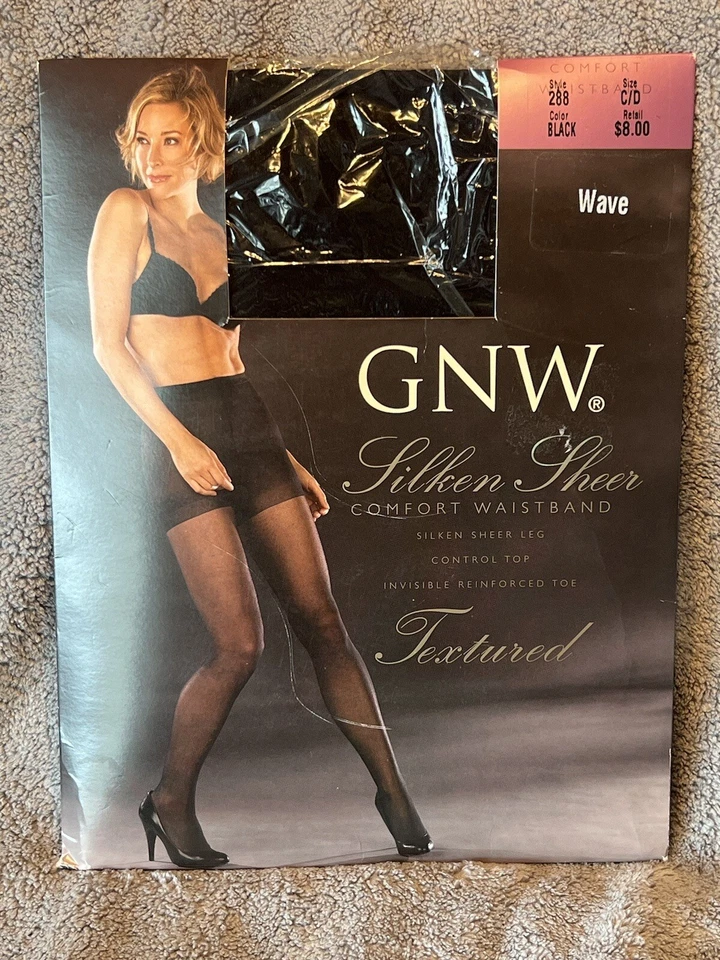Meia-calça GNW Silken Sheer WAVE TEXTURED Sheer Control Top PRETA - C/D / NOVA - Imagem 1 de 4
