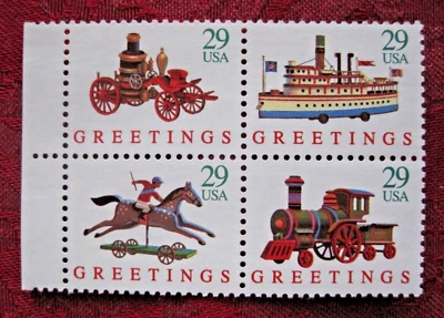 US #2711-14 Greetings Contemporary Christmas Toys 1992 Block of 4 29¢ Stamps MNH - Image 1 of 2