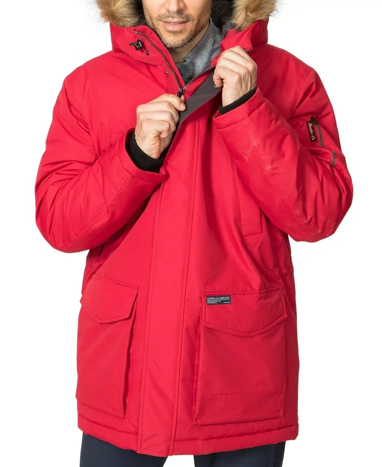 Hawke & Co. Outfitter V7310 Men's Red Logan Faux-Fur-Trim Parka Size M - Image 1 of 4
