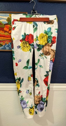 Pantalone pantalone Love Moschino bianco floreale stampa floreale fiori brillanti taglia 27 small S