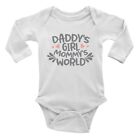Daddy's Girl Mommy's World Baby Grow L-Sleeve Vest Bodysuit Boys Girls Gift