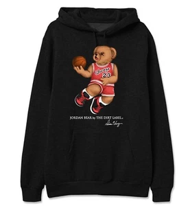 Michael Jordan Chicago Bulls Bear Black Sweatshirt - Sz XL, L, M - Picture 1 of 1