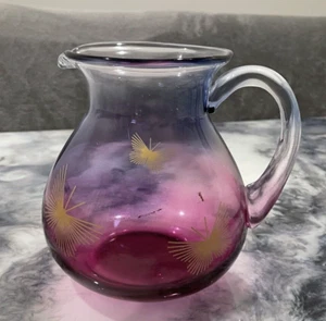 AVON Purple + Gold Butterfly Peace Ombre Beverage Drink Pitcher Brand New In Box - Picture 1 of 7