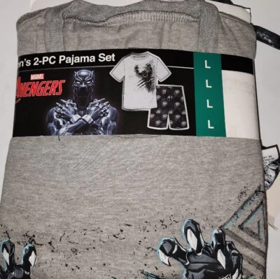 MARVEL AVENGERS Black Panther 2 piezas pijama conjunto corto gris talla grande nuevo con etiquetas  Foto 1 de 4