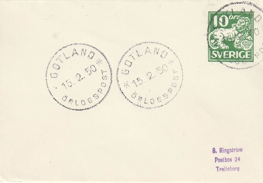 SWEDEN: Military Naval mail, cover, HMS Gotland  1950. - Image 1 of 1