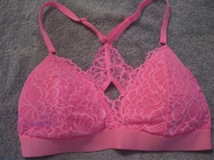 XHILARATION EMBROIDERED PINK LACE ON CUPS,REMOVABLE PADS,ADJ STRAPS TO RACERBACK - Picture 1 of 3