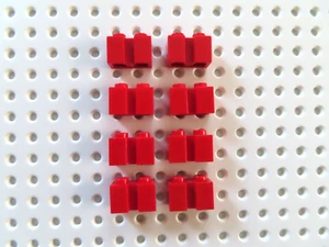 Lego 8 x Stein 4216 1x2 mit Nut Schiene für Rolltore rot - Bild 1 von 1