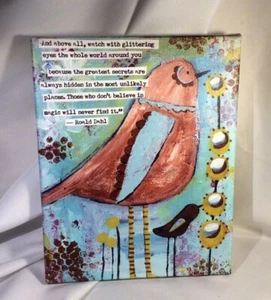 Canvas Picture Bird With Roald Dahl Phrase - Picture 1 of 4