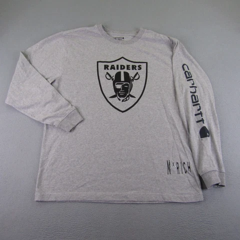 Las Vegas Raiders Shirt Mens Large Gray Carhartt Loose Fit NFL Football Workwear Cover