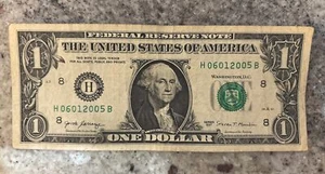 June 1st 2005 Birthday Note 06012005 Fancy Serial Number One Dollar Bill 2017 - Picture 1 of 5