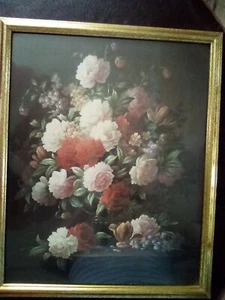 Stampa fiori vintage Homco TC Chiu 17" x 22" cornice oro - Foto 1 di 3