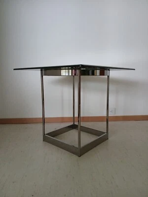 Vintage Chrome & Glass Table Op Art mcm end accent milo baughman attr. 60's 70's - Image 1 of 4