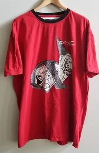 A Tiziano Mens Premium T-Shirt Red Original  Cain Rabbit Mandala Rare XXXXL - Picture 1 of 4