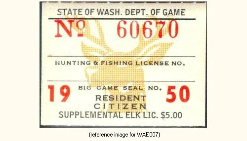 D2K Washington Elk 1950 $5.00 - Image 1 of 1