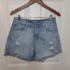Denizen By Levi's High Rise Distressed Cut Off Jean Shorts Light Wash Size 10 - Picture 1 of 16