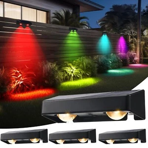 Lampe Solaire Exterieur Jardin Lot de 4 Applique Murale Solaires 11 Modes Éta... - Afbeelding 1 van 7