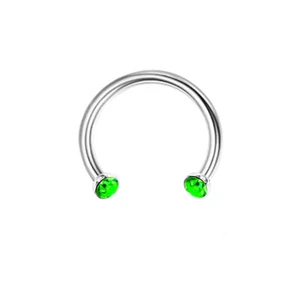 2pc Tiny Crystal Septum Internal Thread Horseshoe Steel Tragus Ear Nose Lip Ring - Picture 1 of 14